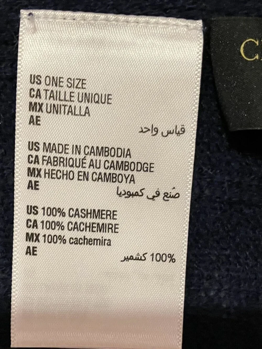 NAVY BLUE ONE SIZE Charter Club Luxury 100% Cashmere Scarf
